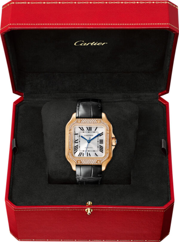 Santos de Cartier Medium Automatic 35 mm Rose Gold and Diamond
