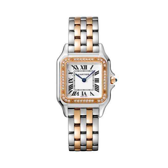 panthere cartier medium quartz 37 rose gold steel diamond w3pn0007 front image number 0