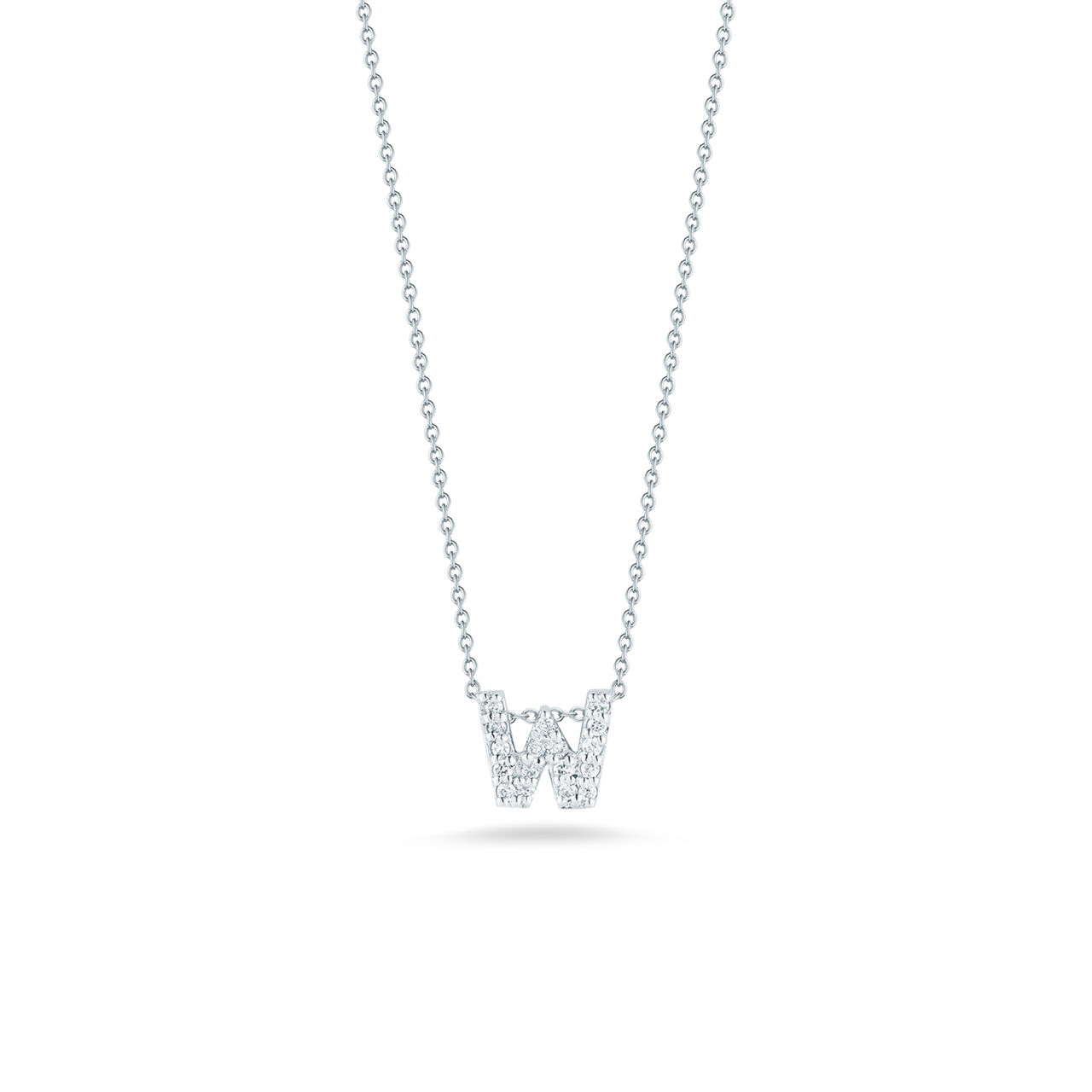 maison birks roberto coin tiny treasures love letter w white gold diamond necklace image number 0