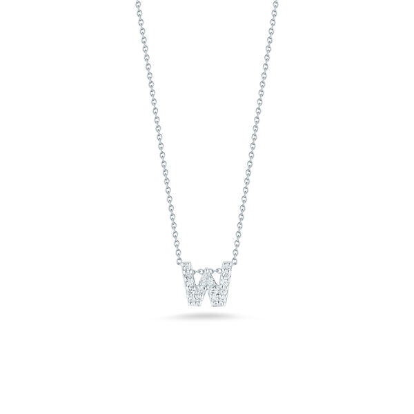Tiny Treasures Love Letter W White Gold and Diamond Pendant