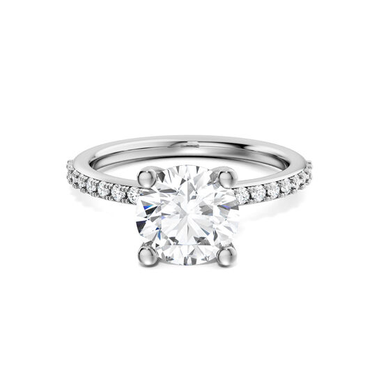 Birks Ros&eacute;e du Matin Round Solitaire Diamond Engagement Ring with Diamond Band image number 0