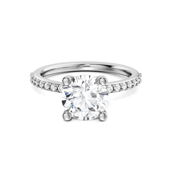 Round Solitaire Diamond Engagement Ring with Diamond Band