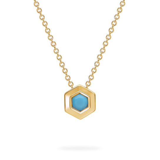 Birks Bee Chic Collier &agrave; pendentif pierre de naissance en or jaune, turquoise image number 0