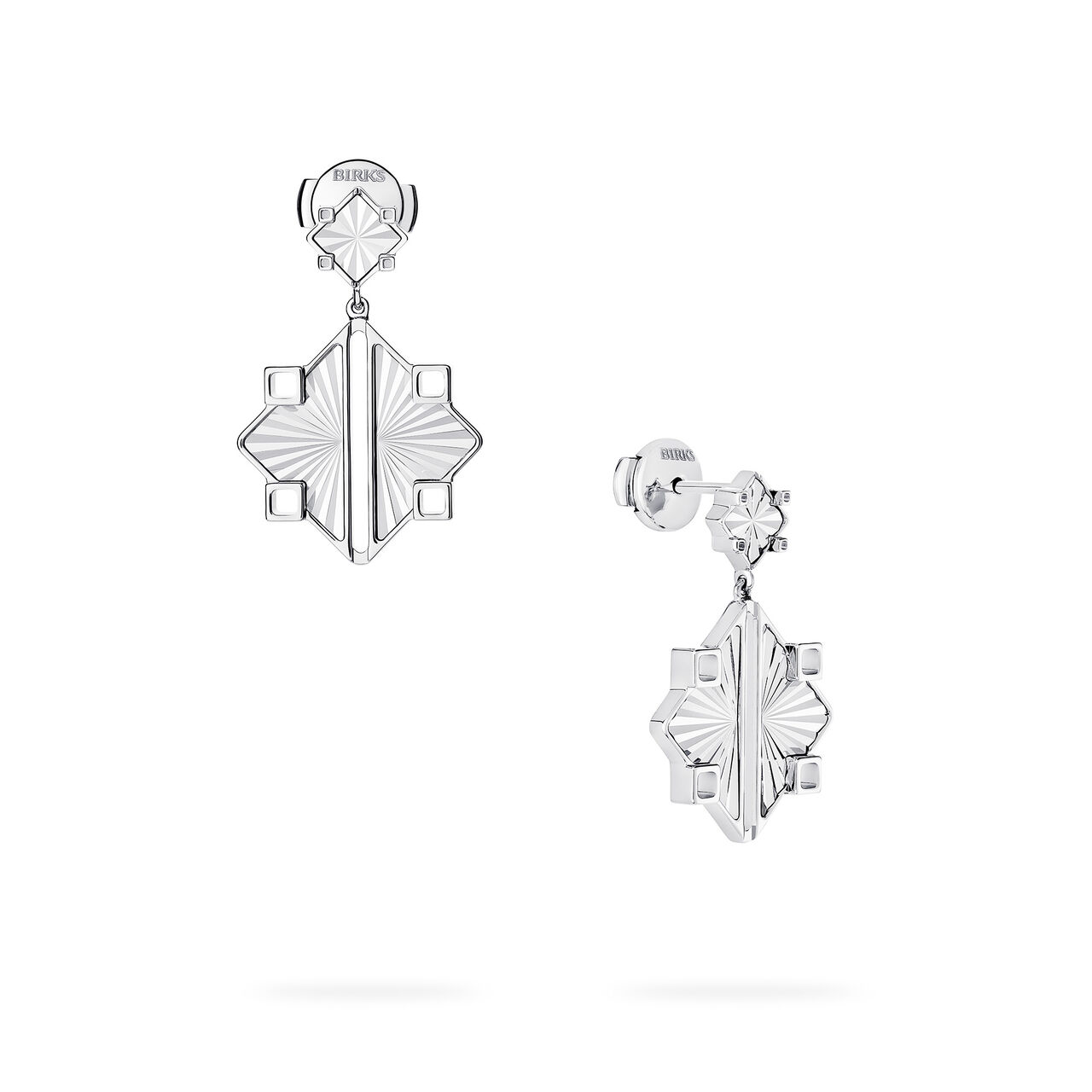 Birks Muse Guilloché Sterling Silver Drop Earrings, Large 450018473417 image number 3