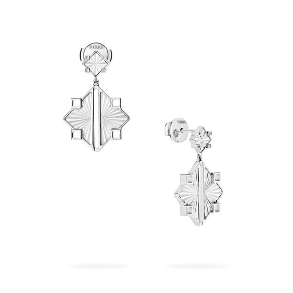 Guilloché Sterling Silver Drop Earrings, Large