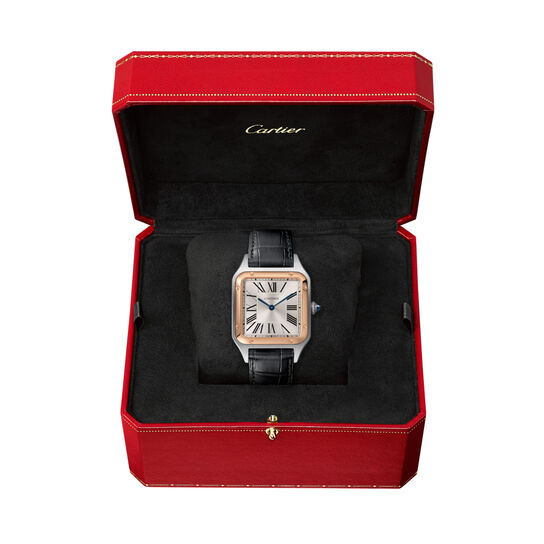 Santos-Dumont Large Quartz 43 x 31 mm Rose Gold and Stainless Steel image number 1