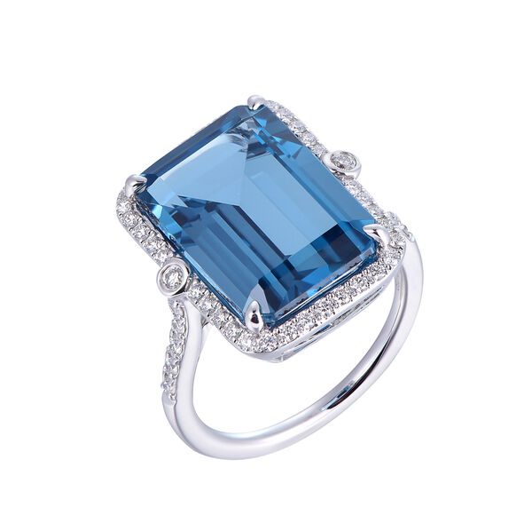 London Blue Topaz Ring in White Gold