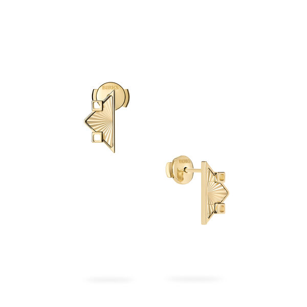 Guilloché Symmetric Yellow Gold Earrings, Small