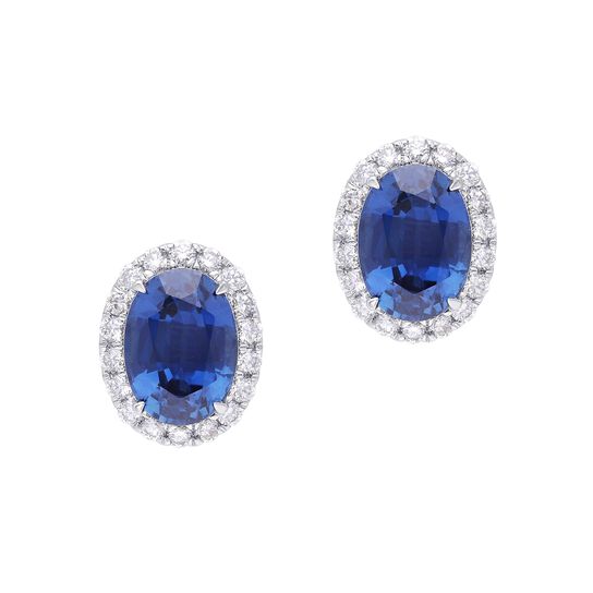 maison birks oval sapphire diamond halo stud earrings sg10388e front image number 0