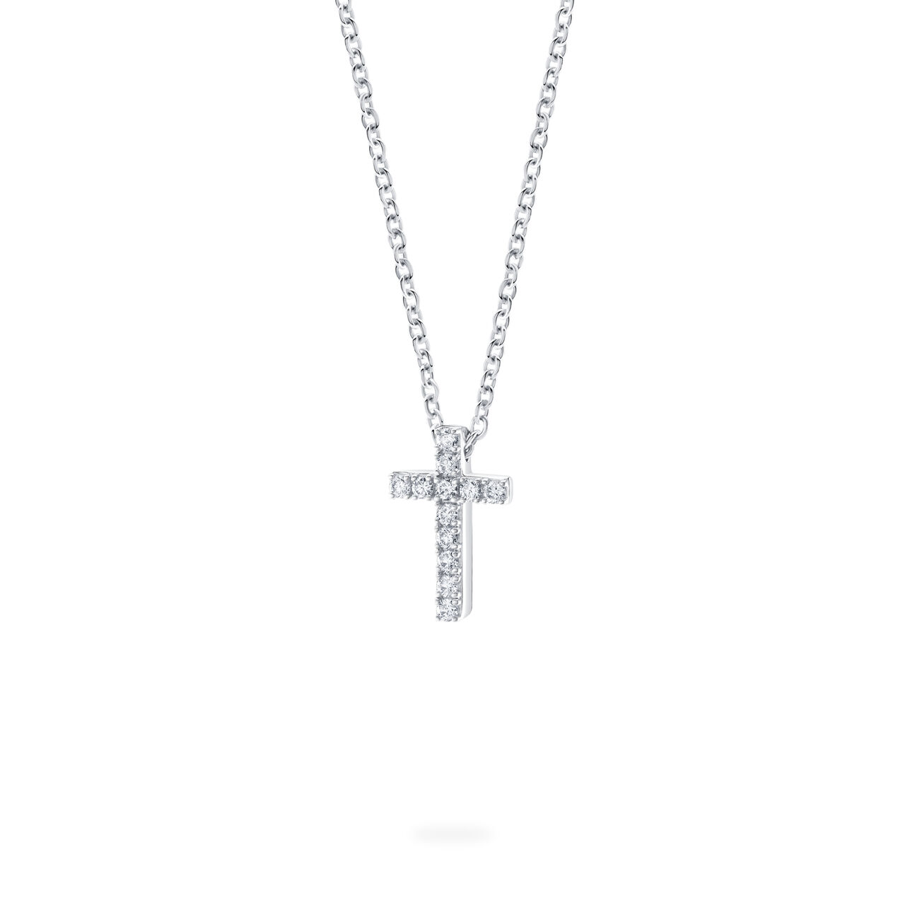 White Gold Diamond Cross Necklace for Kids