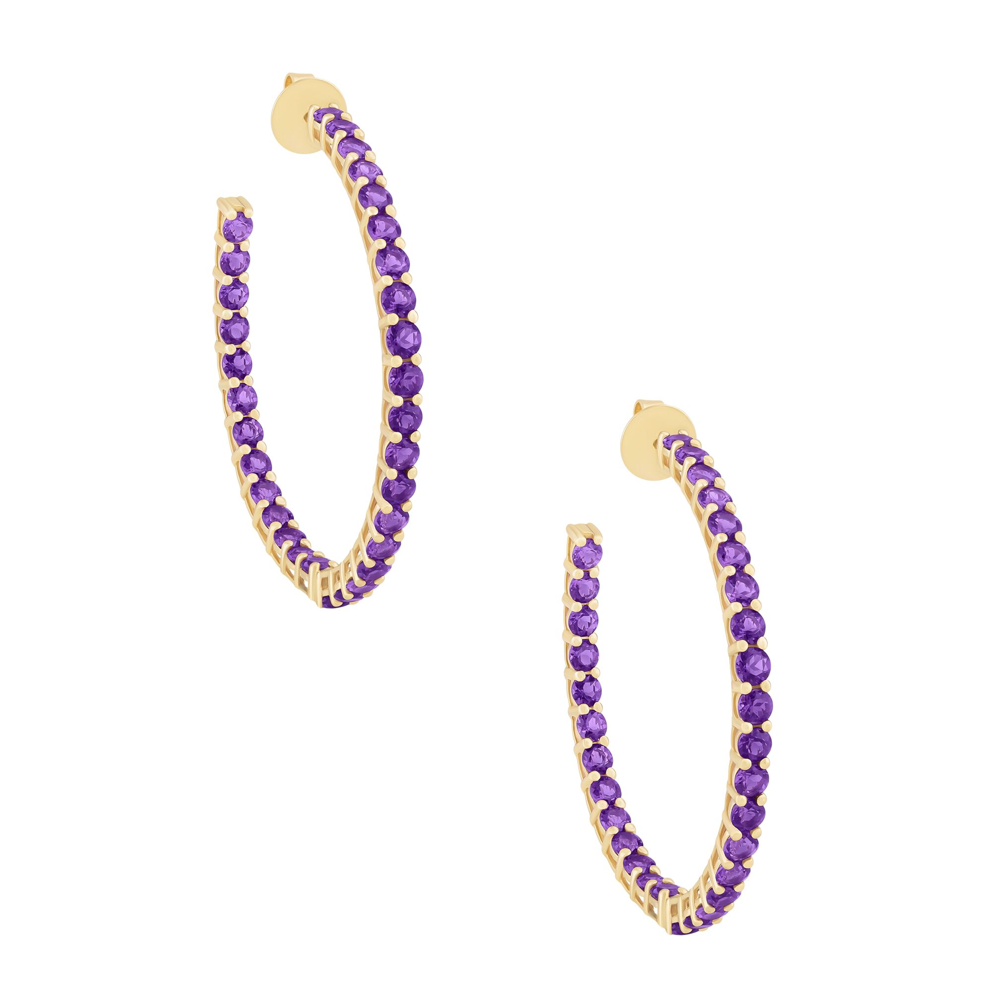 Amethyst Prong Set Hoop Earrings