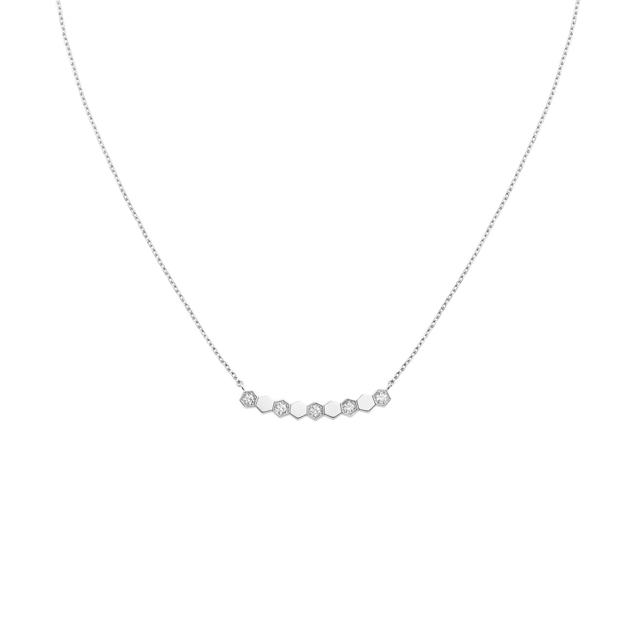 maison birks chaumet bee my love white gold diamond half pave necklace 083982 image number 0