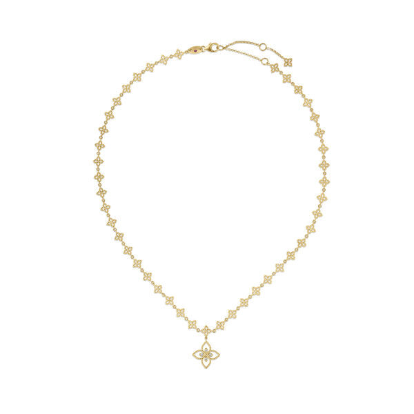 Principessa Yellow Gold and Diamond Flower Chain Pendant