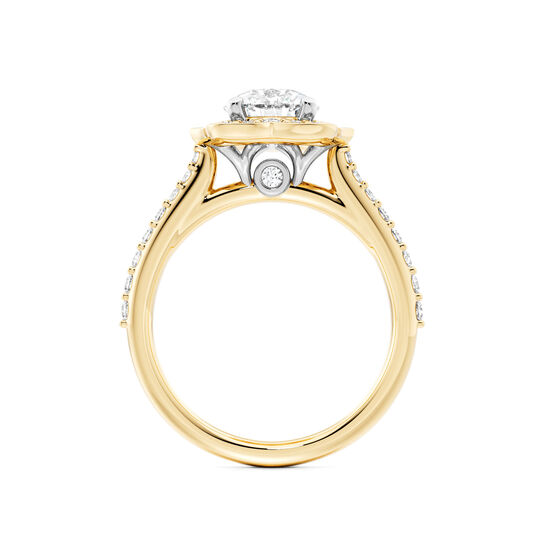 Birks 1879 Heirloom Round Solitaire Diamond Engagement Ring with Halo and Yellow Gold Diamond Pav&eacute; Band image number 2