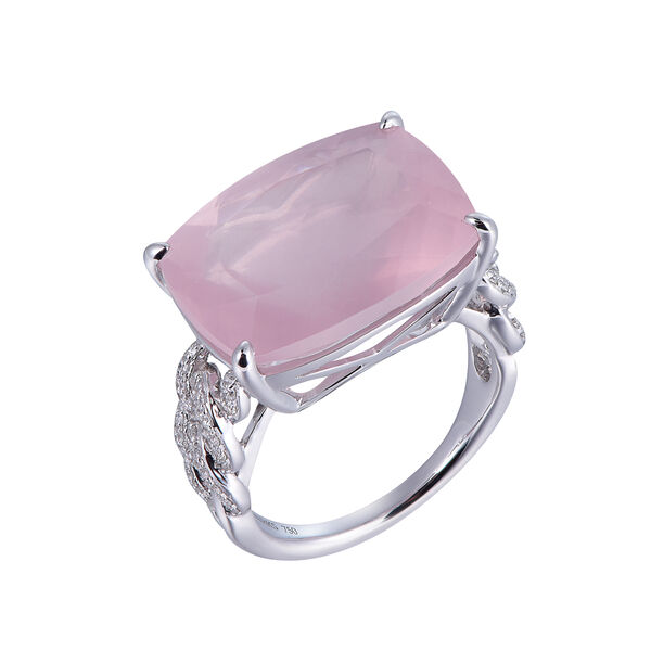 Rose Quartz Ring in White Gold