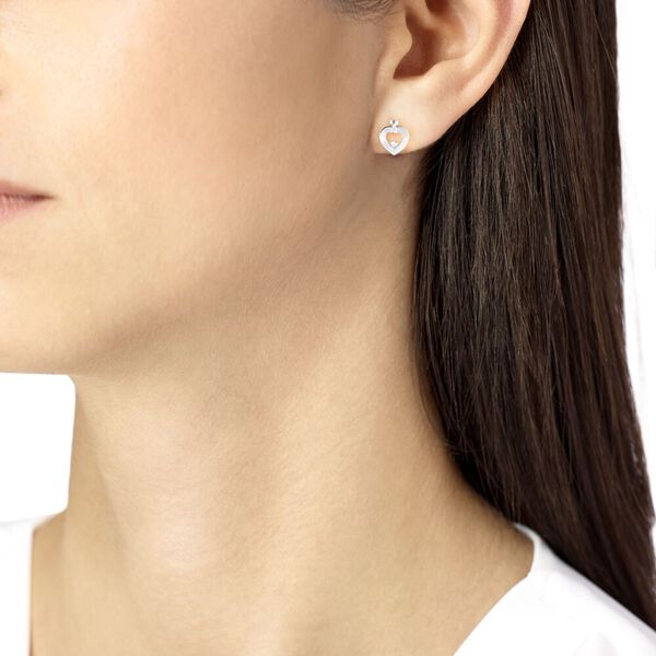 Boucle d'oreille clou coeur Pretty Woman en or blanc avec diamant, très petit modèle