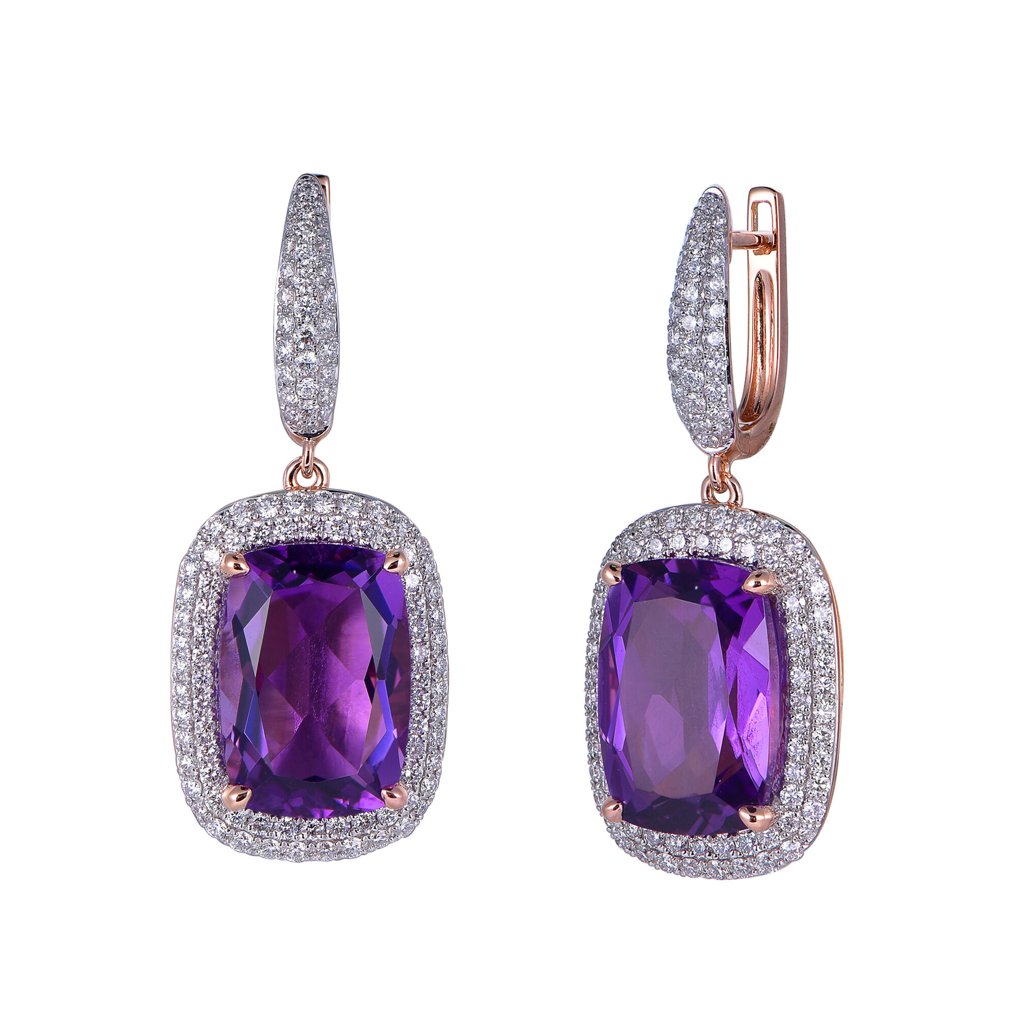 Amethyst Earrings in Rose Gold