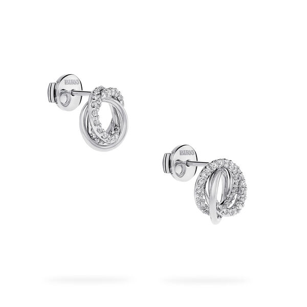 Boucles d'oreilles circulaires en or blanc et diamant, petites