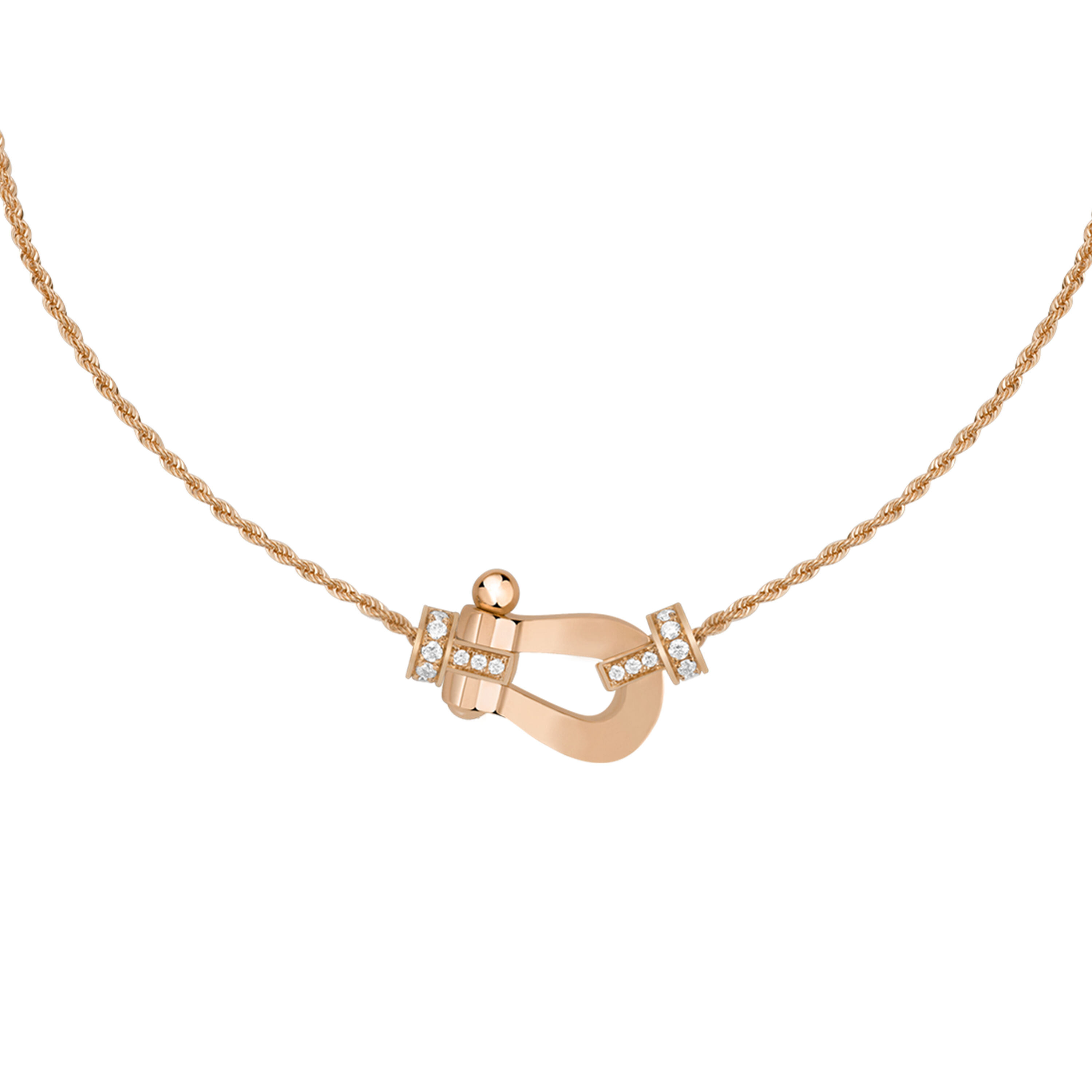 Force 10 Rose Gold and Half Pavé Diamond Necklace