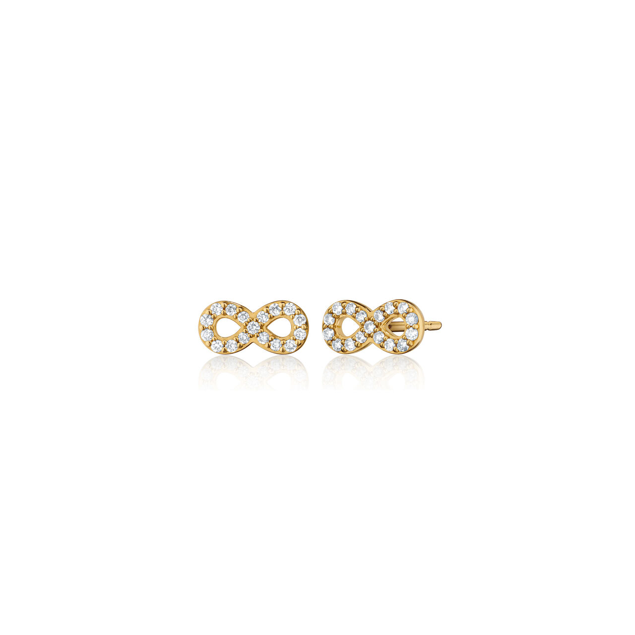 Infinite & Boundless Yellow Gold and White Sapphire Infinity Stud Earrings image number 0