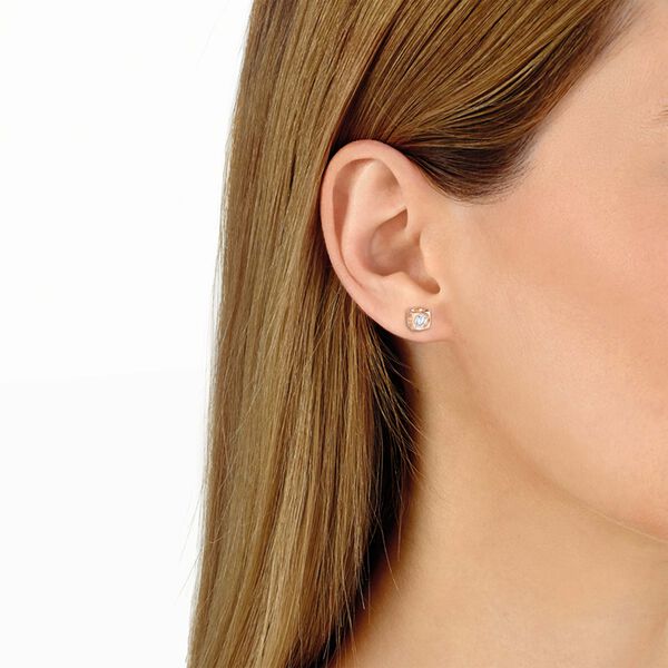 Le Cube Diamant Medium Rose Gold and Diamond Stud Earrings