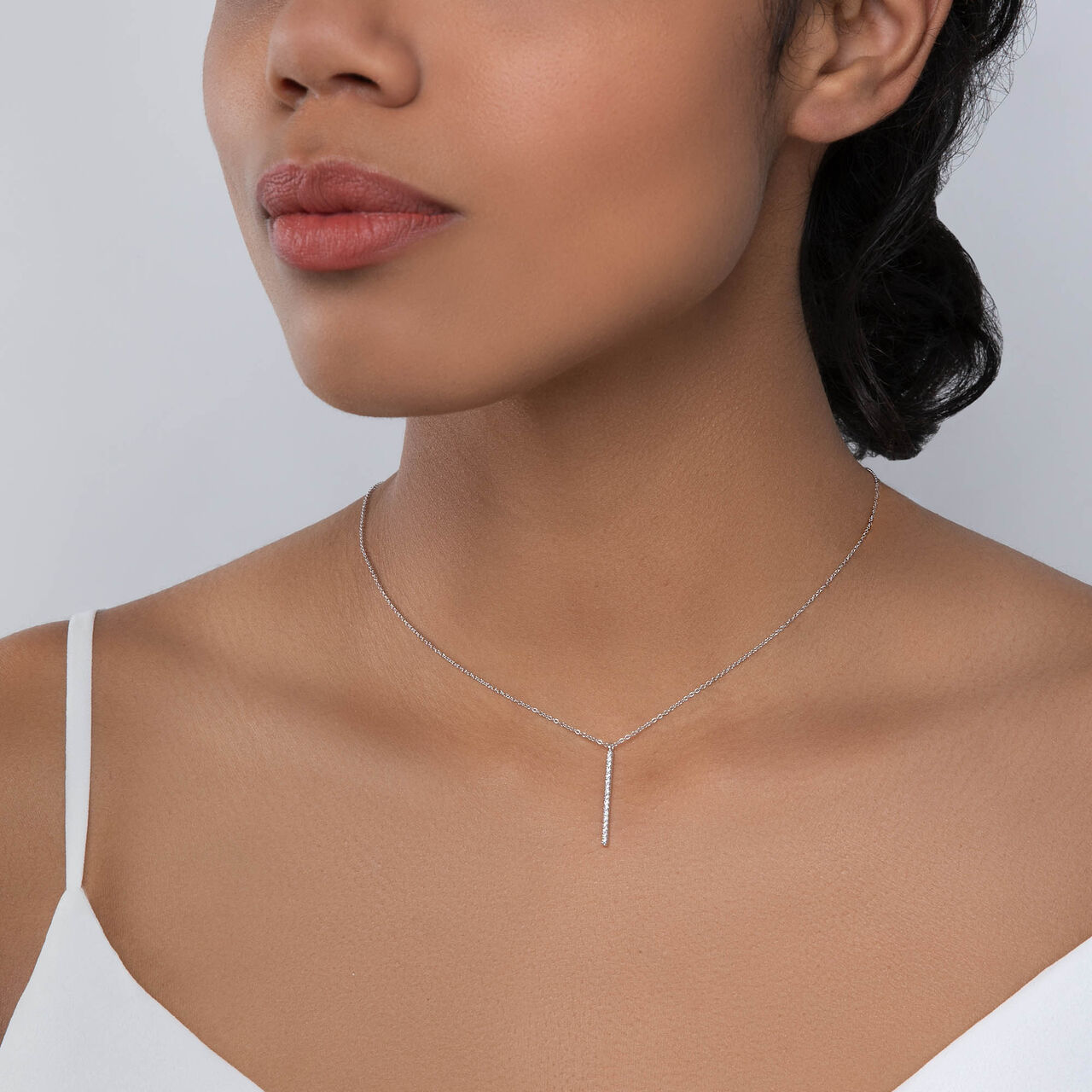Vertical Diamond Bar Necklace image number 1