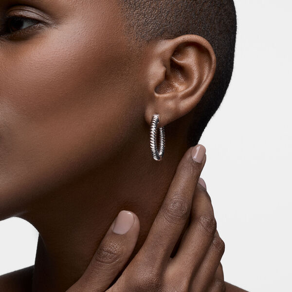 Silver Spiral Hoops