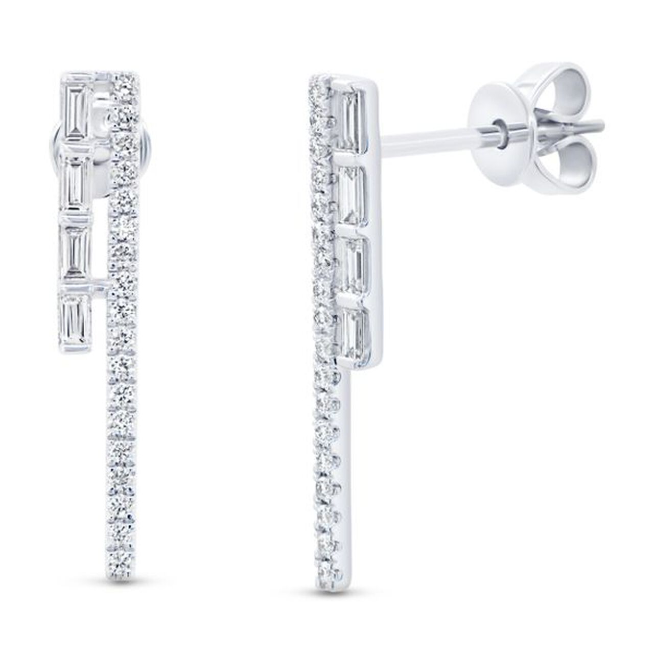 White Gold Drop Earrings with Diamonds image number 0