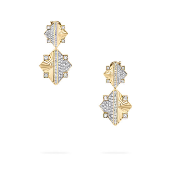 Birks Muse Exceptional Guilloché Yellow Gold and Diamond Drop Earrings image number 0