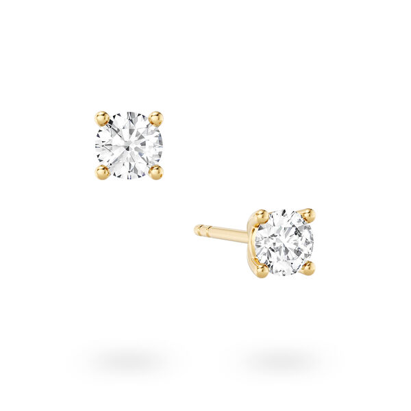 Round Solitaire Diamond Earrings in Yellow Gold