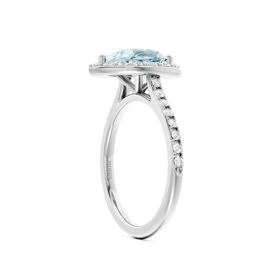 Birks Ros&eacute;e du Matin Pear-Cut Aquamarine Ring with Halo and Pav&eacute; Band image number 3