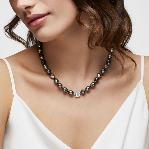 Collier de perles 8-10 mm de Tahiti en or blanc