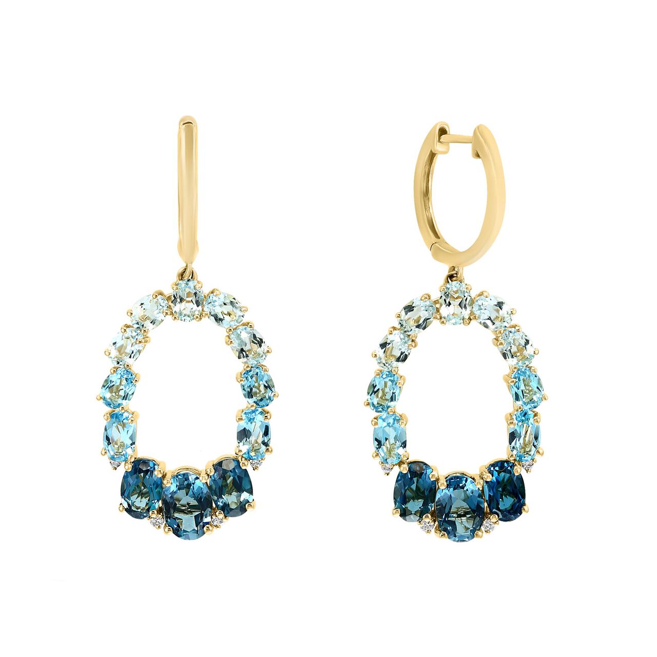 Boucles d'oreilles en or jaune avec topaze bleue image number 1
