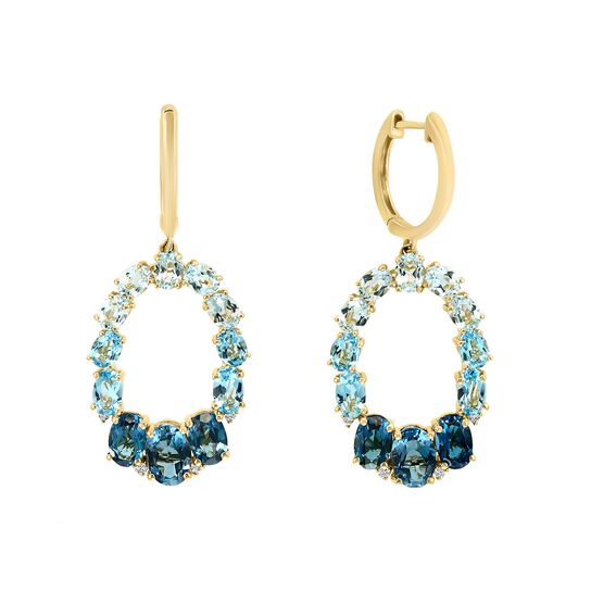 Yellow Gold Blue Topaz Earrings image number 1