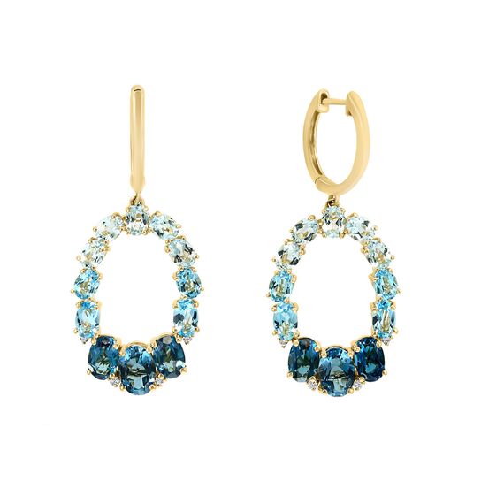 Boucles d'oreilles en or jaune avec topaze bleue image number 1