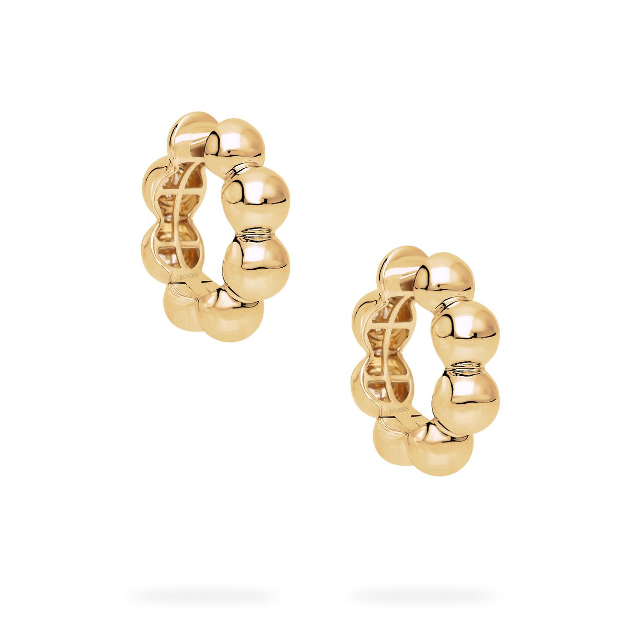 Side profile of Birks Essentials yellow gold beaded hoops image number 2