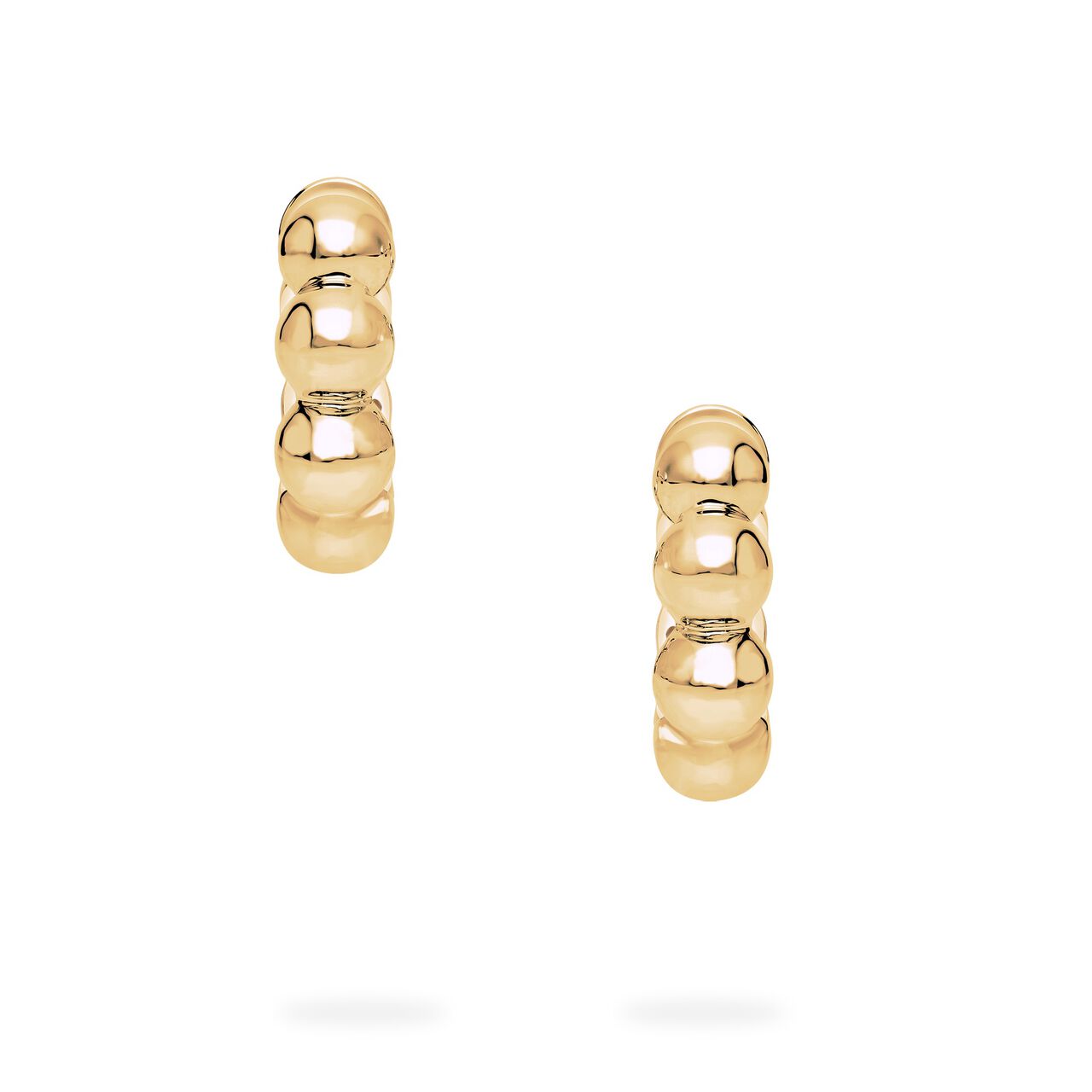 Front view of Birks Essentials yellow gold beaded hoop earrings image number 3