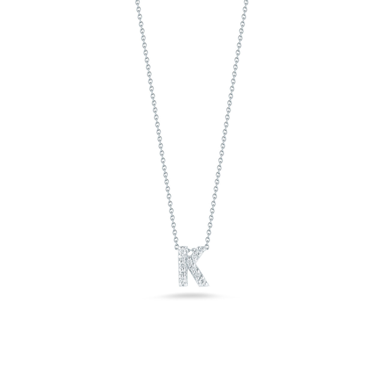 maison birks roberto coin tiny treasures love letter k white gold diamondnecklace image number 0