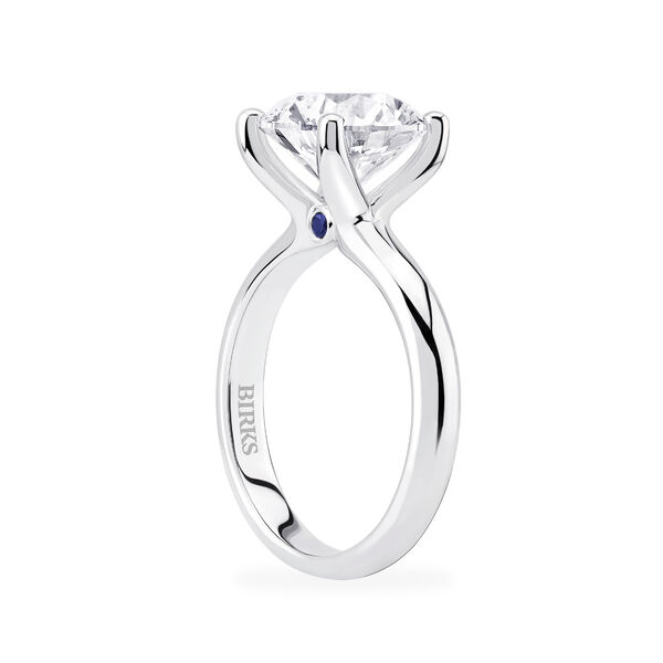 Round Diamond Solitaire Engagement Ring with Sapphire Accent