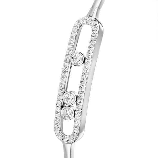 Move Classic White Gold and Diamond Pav&eacute; Bangle