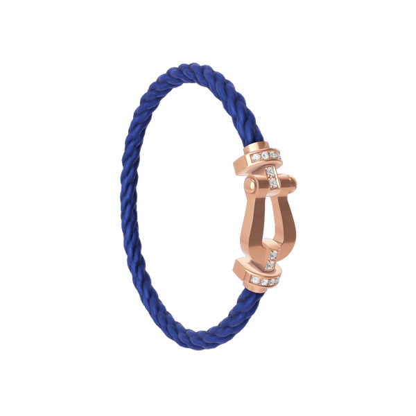 Bracelet cable Force 10 en or rose avec pavé de diamants, grand modèle