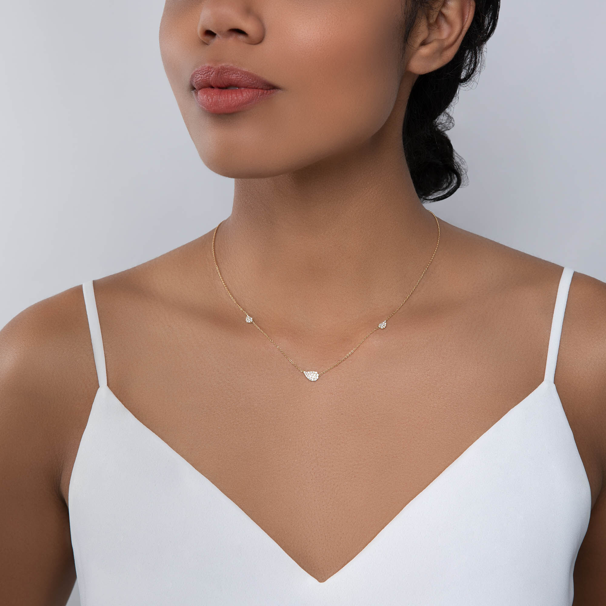 Birks Petale 18k Yellow Gold and Diamond Station Necklace