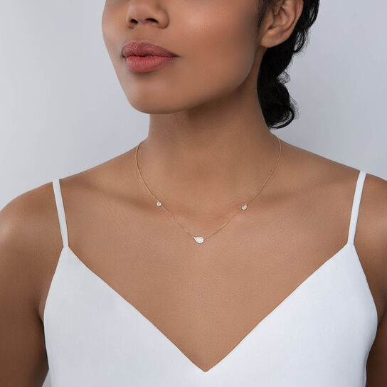 Yellow Gold and Diamond Station Necklace image number 1