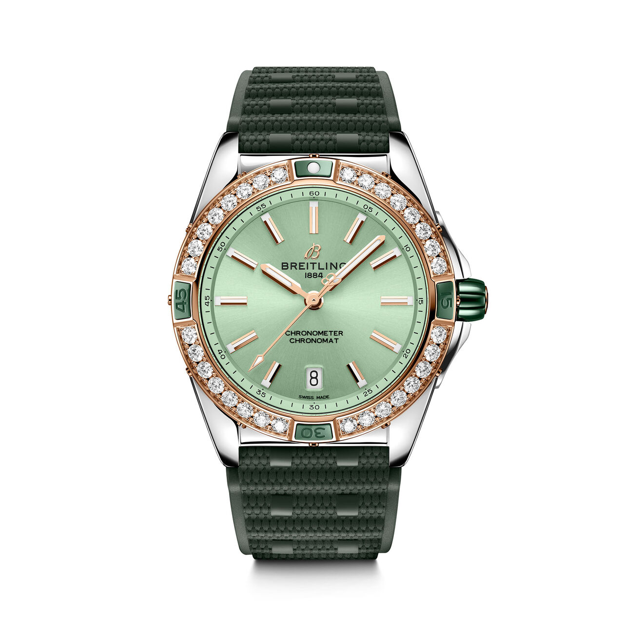 Breitling Super Chronomat Automatic 38 Steel Rose Gold Diamond Mint Green U17356531L1S1 Front image number 0