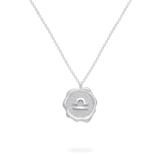 Libra Zodiac Sign Silver Pendant Back image number 2