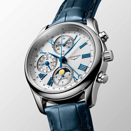 Longines Master Automatic Moonphase Chronograph 40 mm Stainless Steel L2.673.4.71.2 Angle image number 3