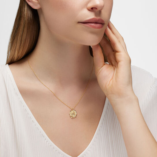 Birks Essentials Zodiac Leo Pendant in Yellow Gold 450017979675 on Model image number 1