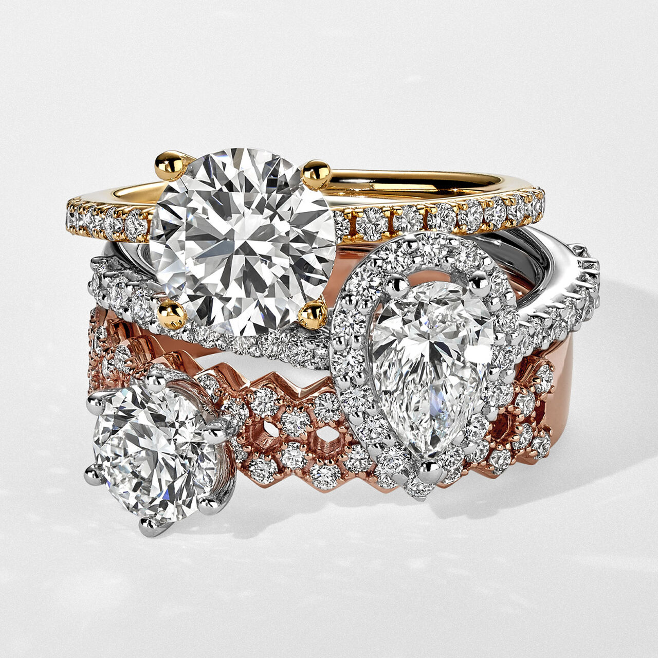 Birks 1879 Pear Cut Diamond Engagement Ring With Single Halo And Diamond Band image number 2