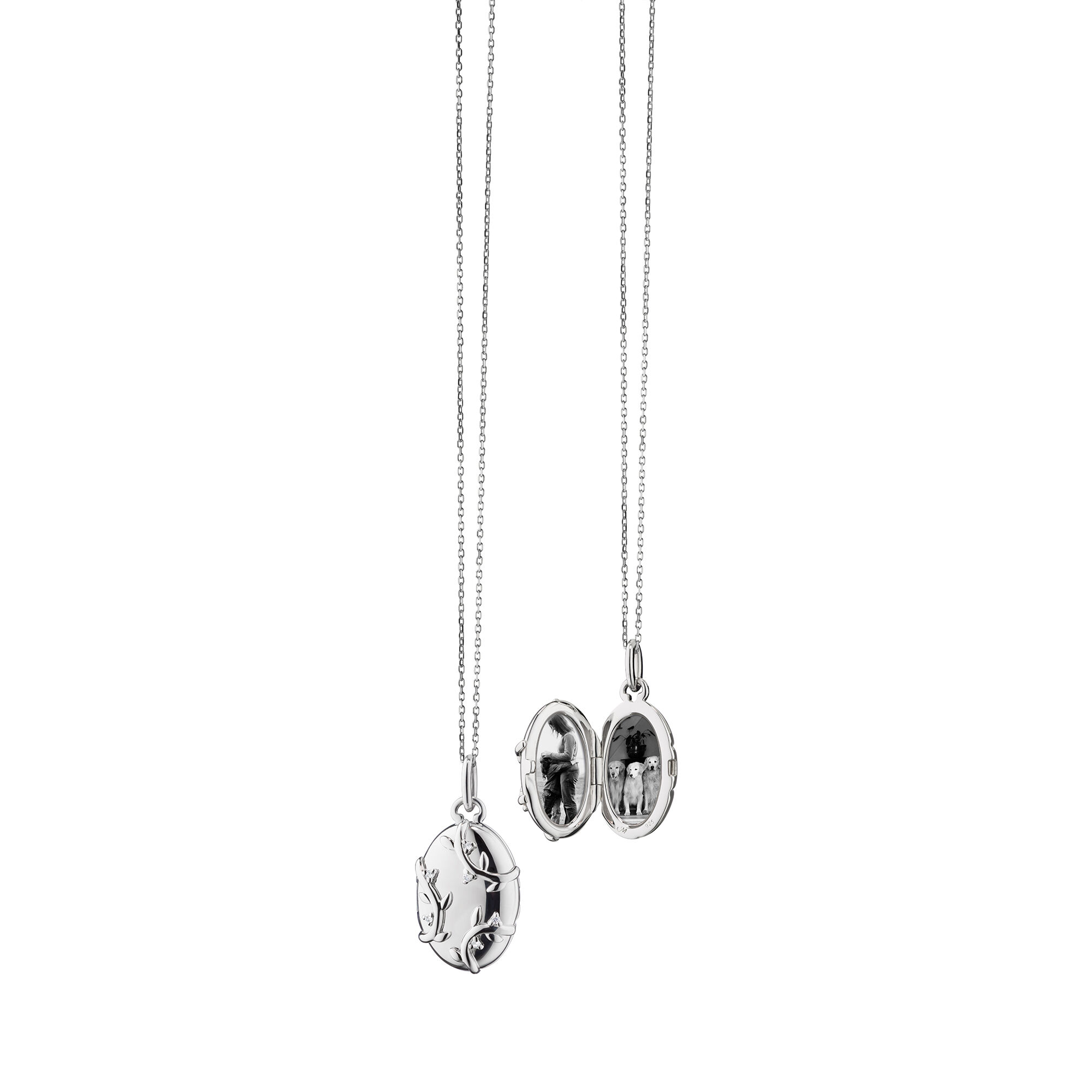 Classic Lockets Silver and White Sapphire Vine Pendant