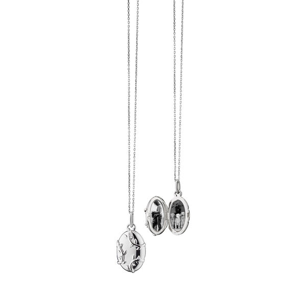 Classic Lockets Silver and White Sapphire Vine Pendant